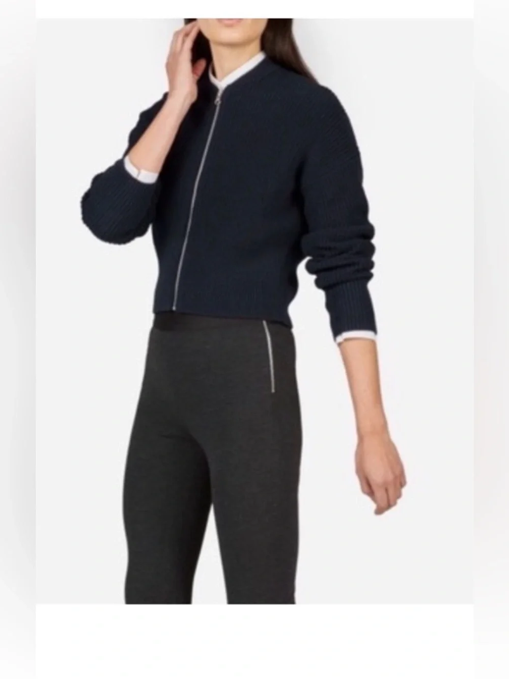 Everlane Organic Cotton Fisherman Crop Sweater Cardigan Black , XS - Picture 3 of 7